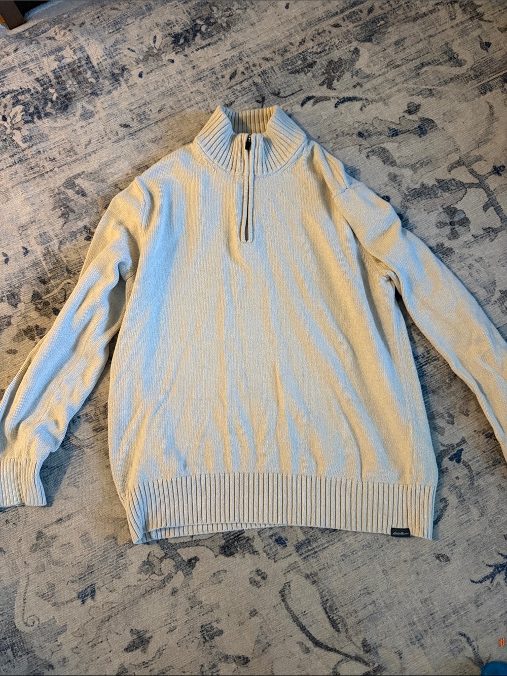 Eddie Bauer Cream Half-Zip Knit Sweater